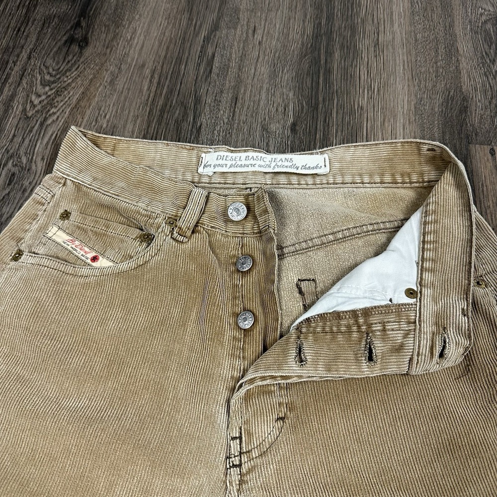 VTG DIESEL Cheyenne Corduroy Pants Mens 28x28 Khaki Straight Button Fly Italy